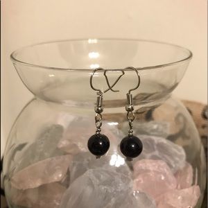 Black Glass Bead Earrings